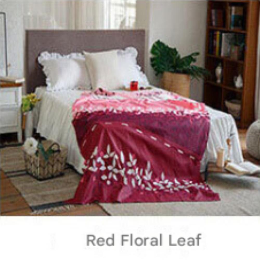 Colcha de una capa Ripple Embo - Hoja Floral Roja