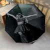 1pc Ayliva Pattern Umbrella Portable Folding Umbrella Iron Frame Hole Bone Structure Outdoor Home Umbrella