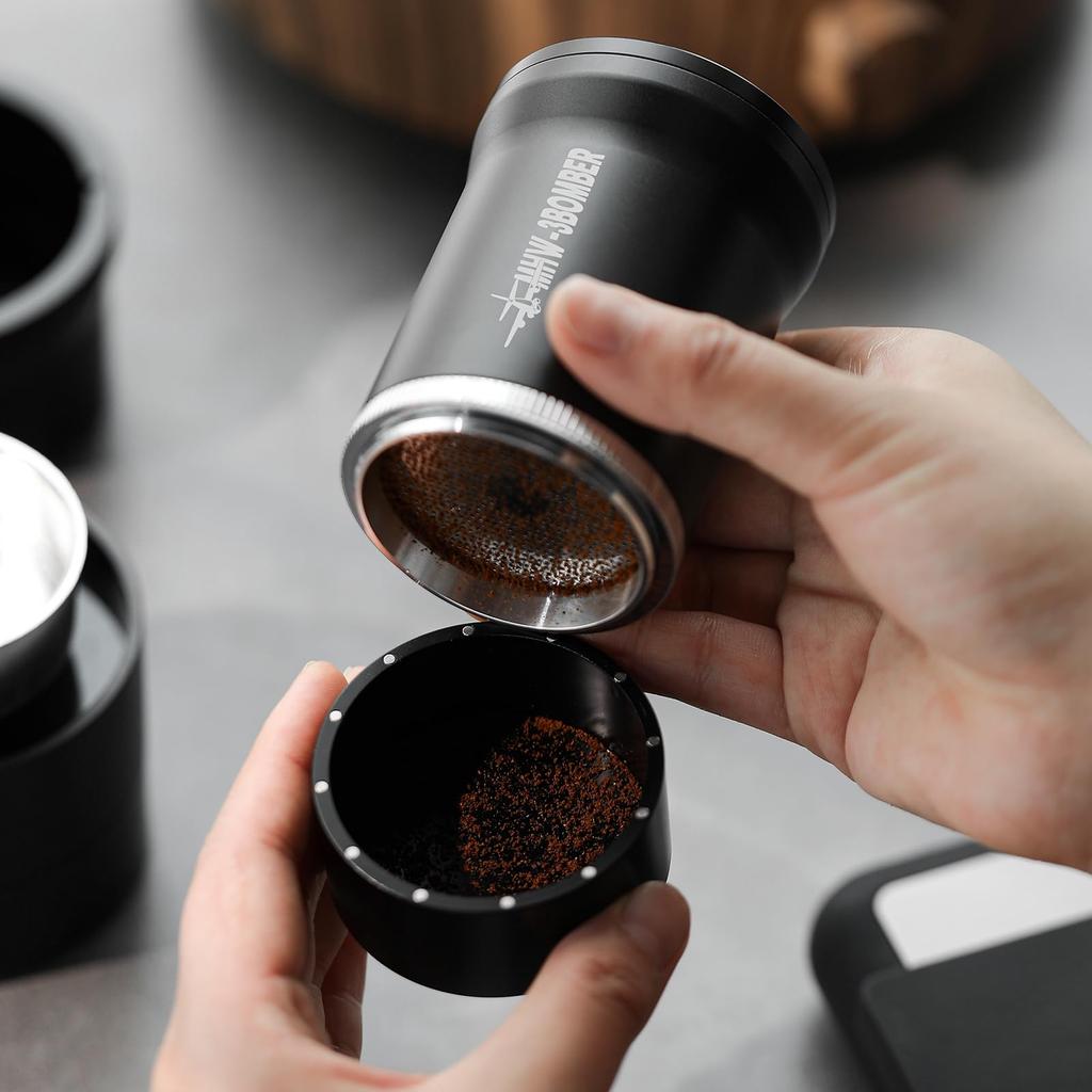 Coffee Coffee Powder Filter with 5 Holds up to Magnetic Espresso Dosing Coffee Powder Shaker MHW-3BOMBER Sieve, Meshes, 60g, Container, Cup, Filter,