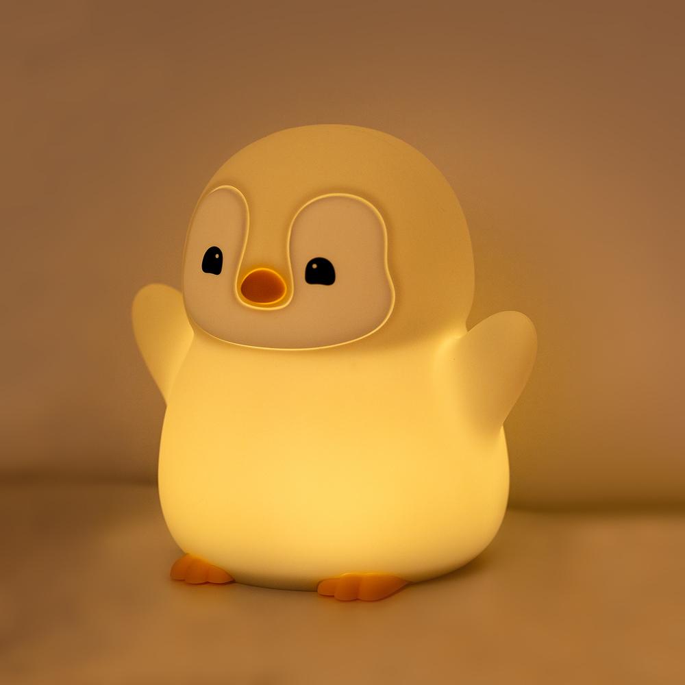 Cute Penguin Night Light for Kids Bedroom Rechargeable Animal Silicone Nursery Night Lamp Touch Control Nightlight for Baby Gift