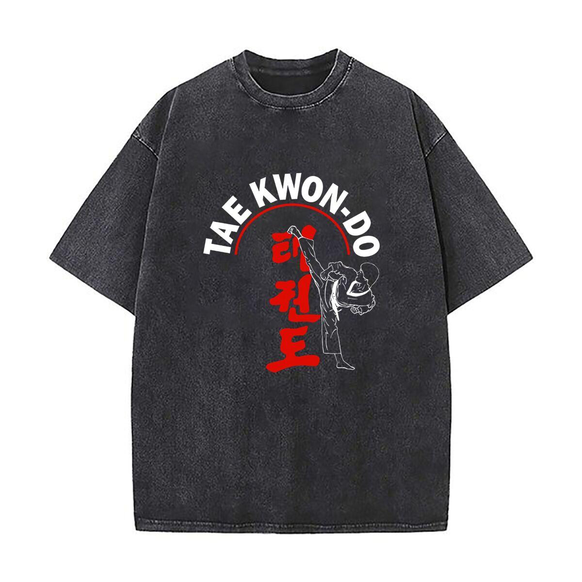 

Tae KwonDo design with red letters Mens Summer Tshirt Cotton Vintage Washed TShirts S