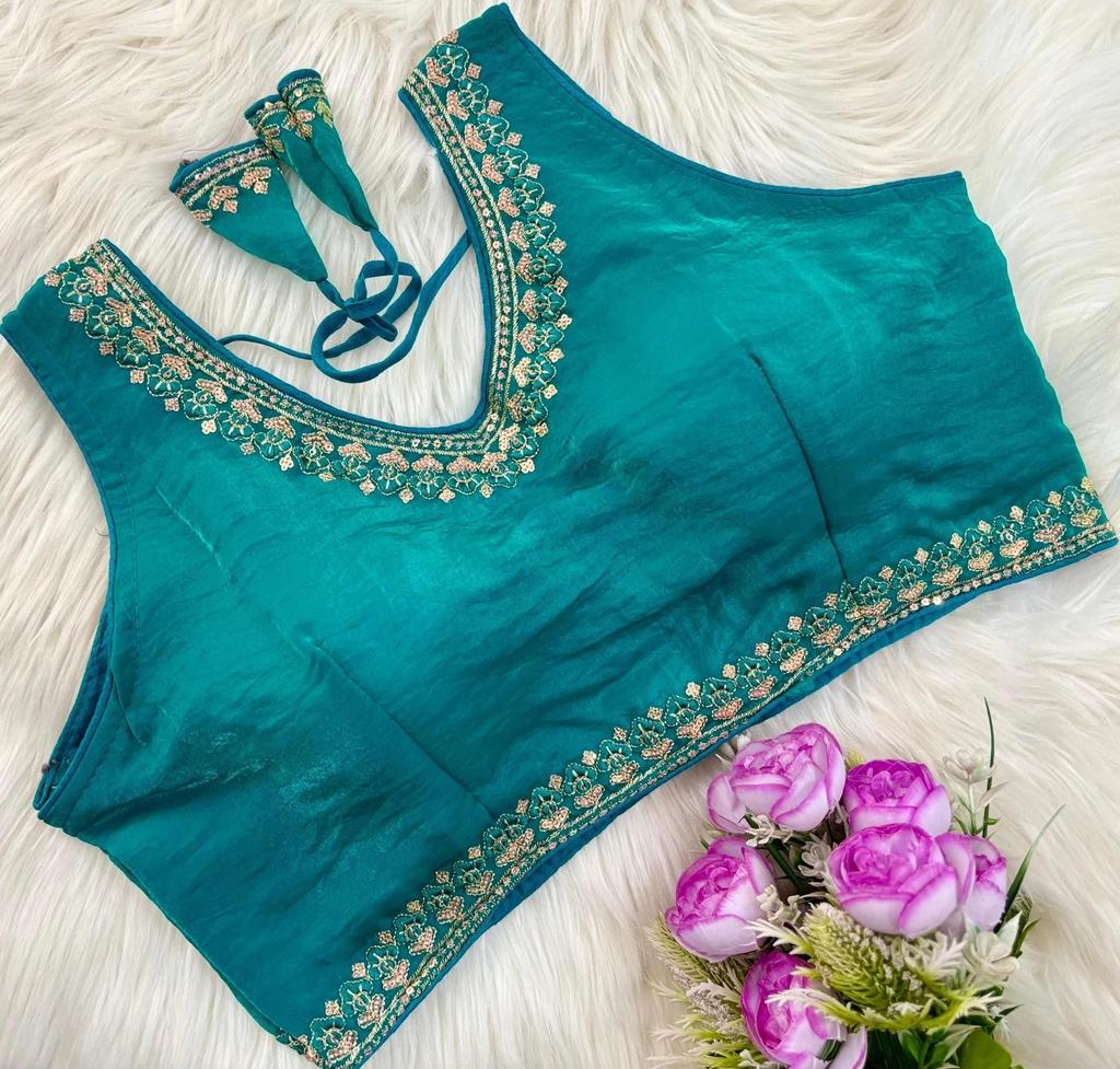 Blusa sin mangas de mezcla de seda para mujer Ropa de fiesta india Diseñador Étnico Choli