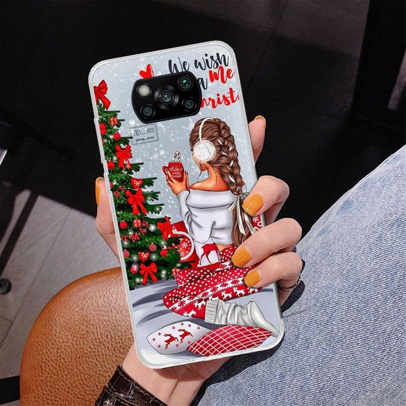 Christmas Girls Tree Gift Phone Case For Xiaomi Poco X7 X6 X5 Pro F7 Ultra Redmi 15C 15 13C 13 12C 12 10 10A 10C 9 9A 9C 9T Cove