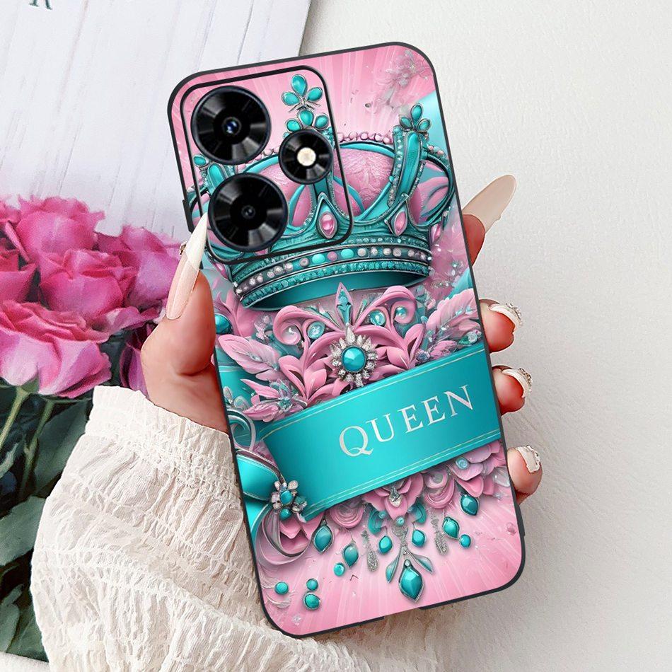 For Infinix Hot 30 Play 30i Hot30 4G Elegant Floral Cat Phone Case For Infinix Hot 30 30Play Hot30i Black Silicone Soft Cases