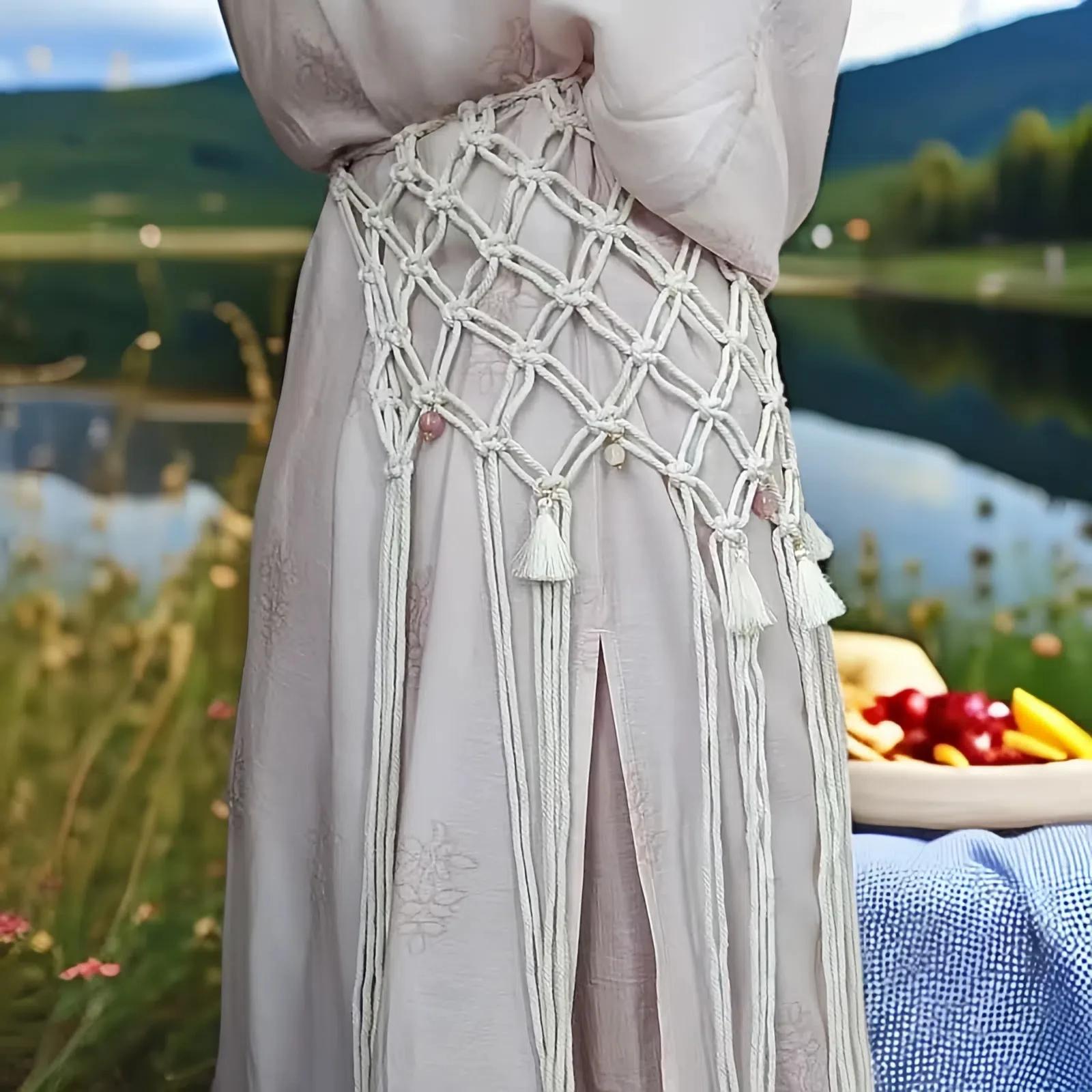 2025 New Weave e Scarf Waist Wrap Women s Ethnic Ancient Sle Faionable Belted Skirt Accory Fre Original Design A