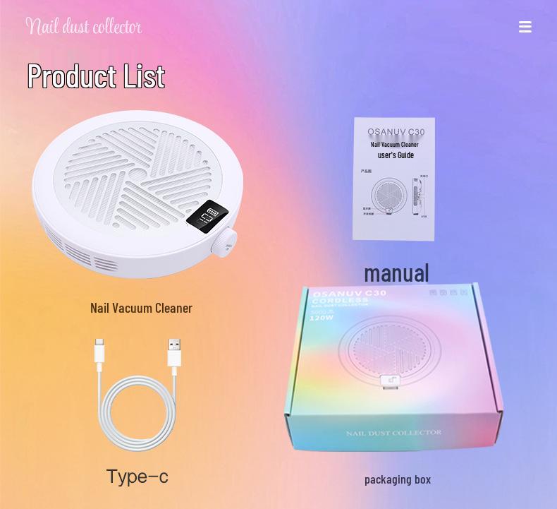 Low Noise Brushless Nail Dust Collector with Variable Speed and No Dust Leakage