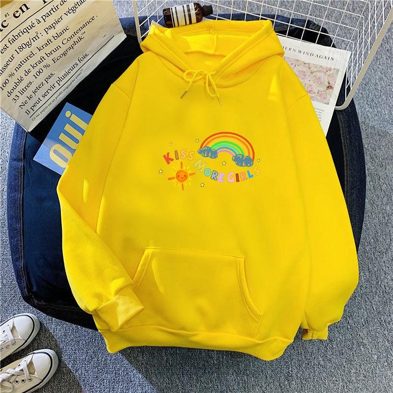 Ladies Gray Plush Hooded Hoodie for Women Plus Size Colorful Print Oversize Pullover Sweatshirt Tops