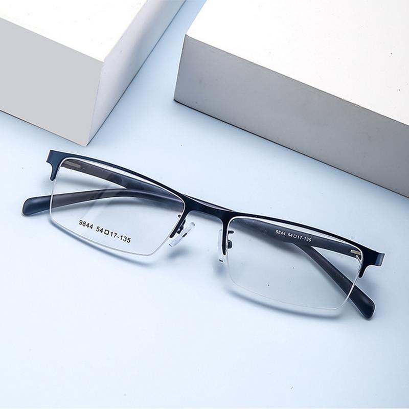 Metal Semi-Rimless Square Prescription Short-shor Eyeglasses with Anti-UV Coating Photochromic Myopia Eyewear 0 -0.5 -0.75 To -6