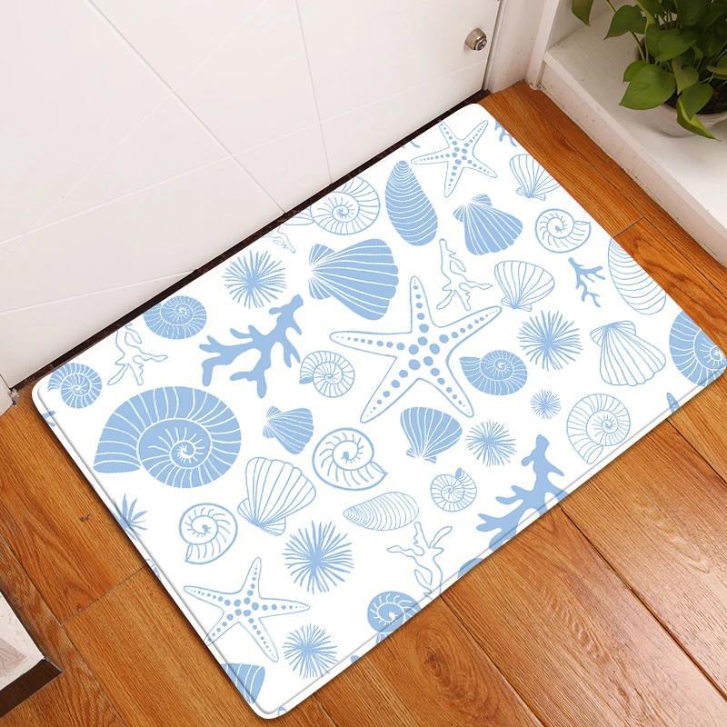 

Soft Non-slip Water Absorbent Green Marine Life Seahorse Starfish Seashell Crab Bathroom Kitchen Fresh Mat Rug Carpet Home Decor 40x60cm