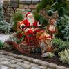 Christmas Garden Stakes Santa Claus Stake, Acrylic Yard Sign, Retro Style Outdoor Decor Reindeer Sleigh Ornament for Lawn Patio Planter Winter Accents