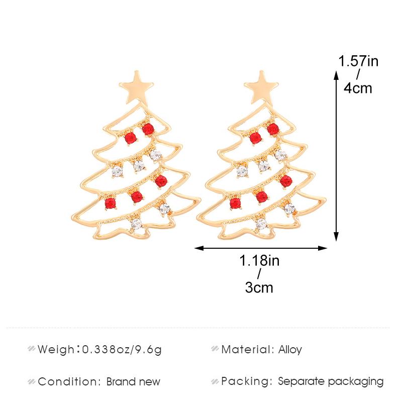 Colorful Zircon Christmas Tree Earrings Sparkling Drop Dangle Party Festive Jewelry Holiday Gift Accessories for Women
