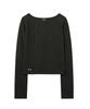 Lense Cut-Out Boat Neck Long Sleeve Tee Black