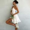 Women High Waist V Neck Sleeveless Solid Color Mini Slip Dress