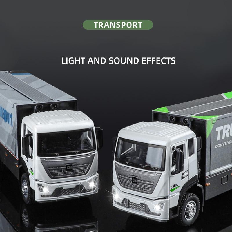 1/32 Alloy Truck Car Model Container Truck Container Engineering Transport Vehicle Children's Sound and Light Toy Car Gift