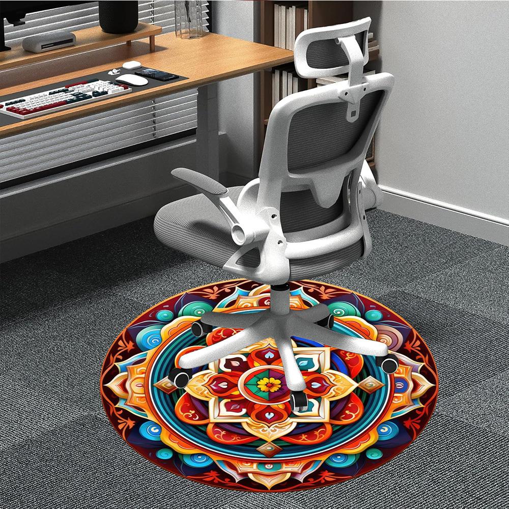 

1 шт. Ковер-коврик с рисунком мандалы для стула в офис, Нескользящий, Мягкий и прочный офисный ковер для украшения, Идеально подходит для офиса yy251229156 80cm by 80cm