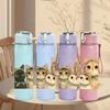 1PC Three Cat Family Portrait 750ml Color Plastic Sports Water Bottle Leakproof Flip Straw Lid Suitable for Sports Office Home Use