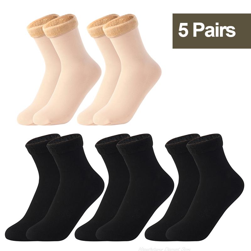 1/2/3/5/10Pairs Snow Velvet Boots Thicken Fleece Thermal Socks Women Winter Warm Short Socks Cashmere Wool Sock Home Floor Wear