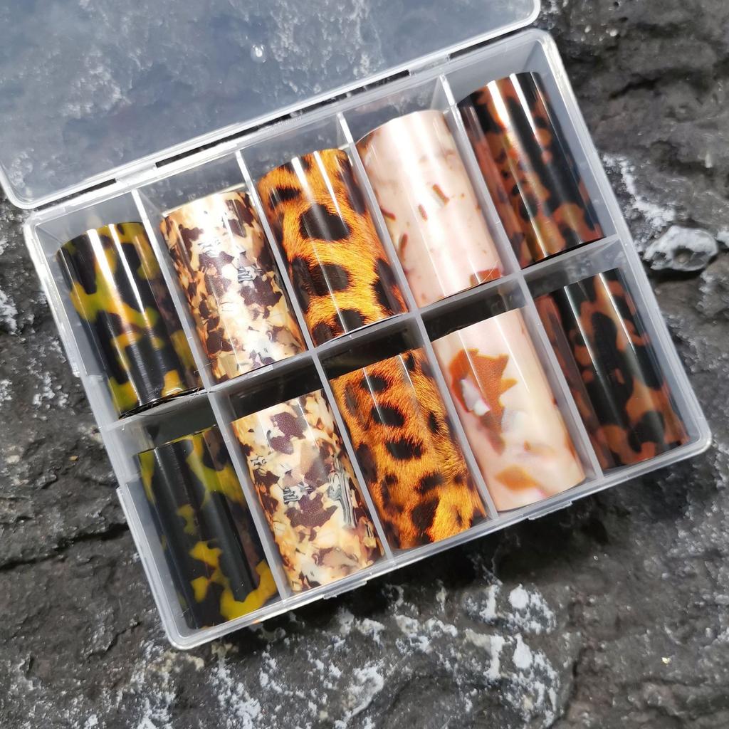 Winter Starry Sky Autumn Leopard Stickers Nail Foil Tortoiseshell Amber