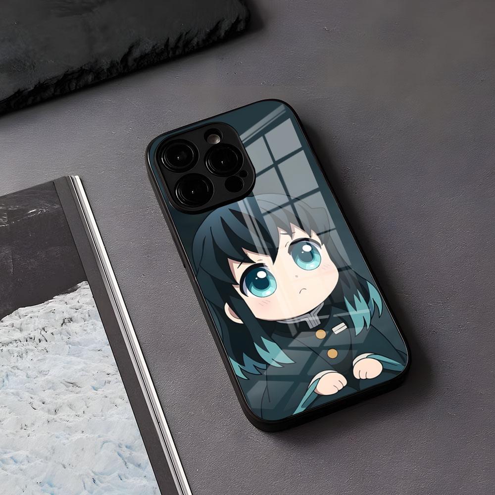 

Anime Muichiro Tokito Phone Case For IPhone 17 Air 16 E Pro Max 15 14 13 Mini 12 Pro 11 Max Plus Black Glass Cover iPhone 11