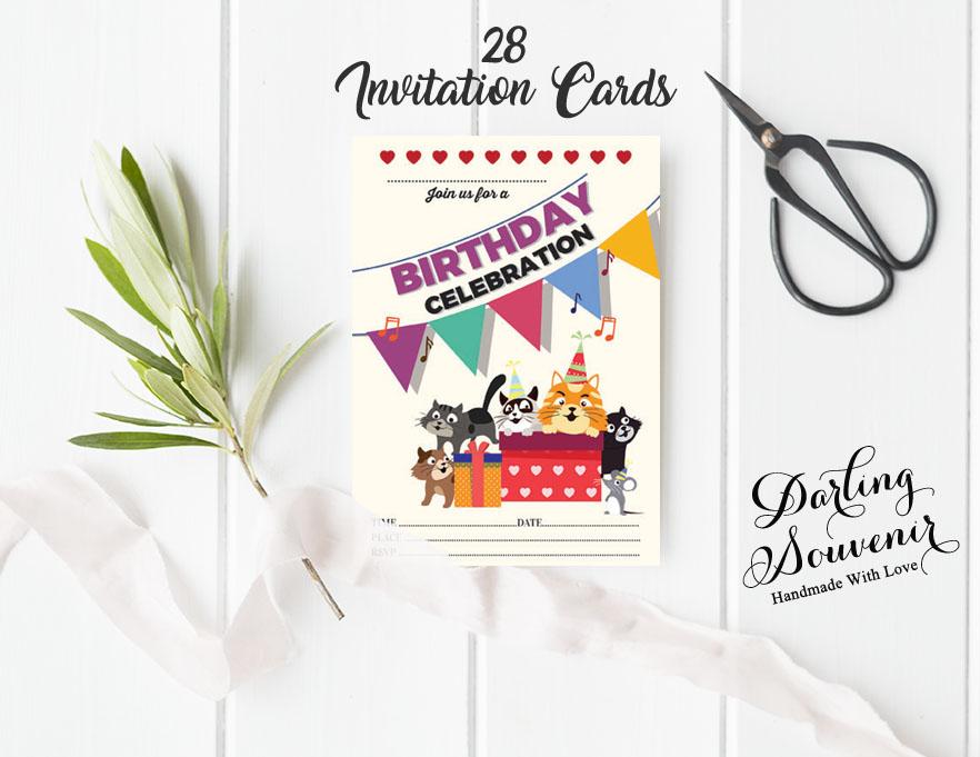 Darling Souvenir Multicolor Birthday Invitation Card Printable Fill or Write In Blank Invites Party Supplies Pack Of 28 5 X 7