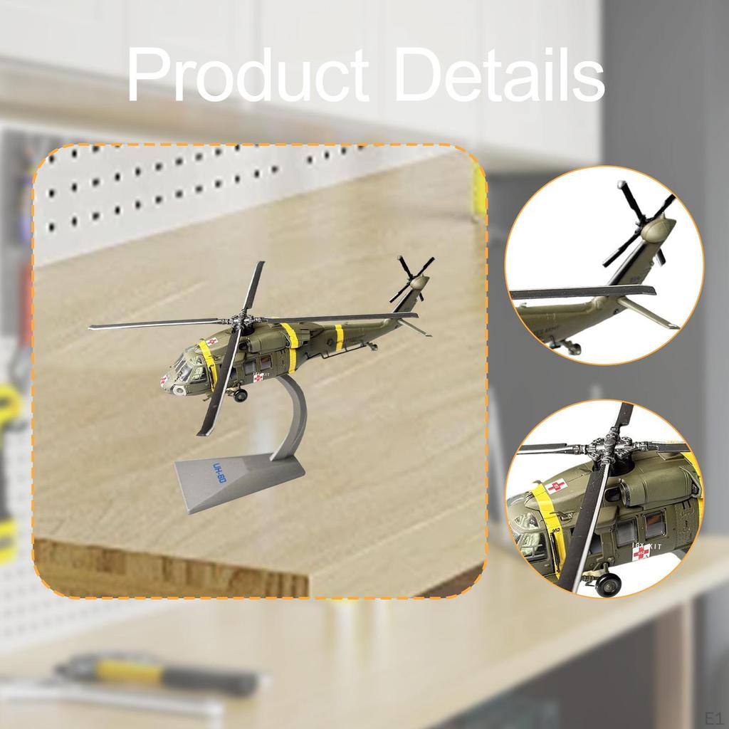 1:72 UH-60 Helicopter Model Attack Aircraft Toy Pretend Play Airplane with Display Base for