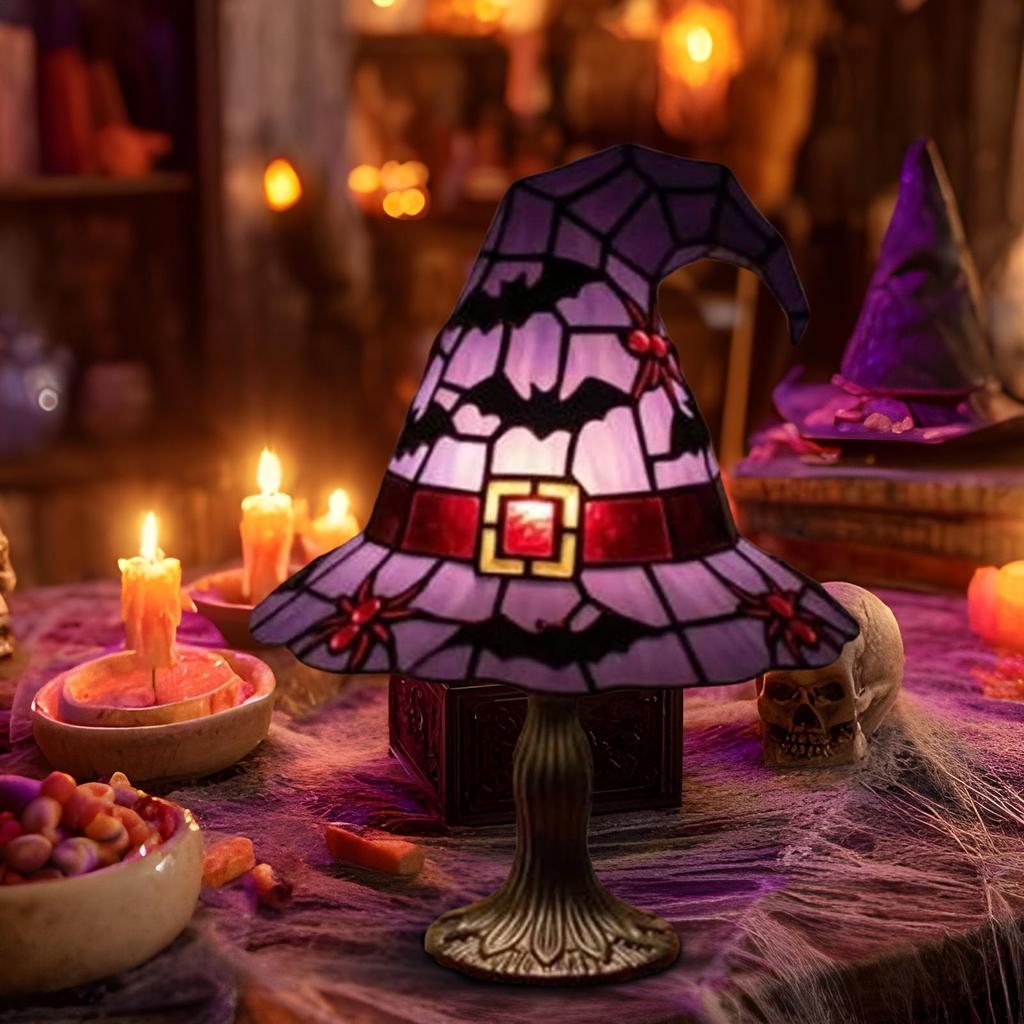Witch Hat Desk Lamp Gothic Witch Hat Lights Decorative Halloween Lamp For Dorm Balcony Haunted House Bookshelf Basement Bedside