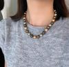 About 45 Cm 12mm Light Gold Coffee Dark Coffee Gray Coffee, Green Coffee Particles Knotted Maillard Bead Necklace
