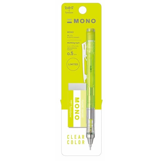 Tombow Pencil Mechanical Pencil MONO Graph 0.5mm with MONO Eraser Set, Clear Lime PPA-241C