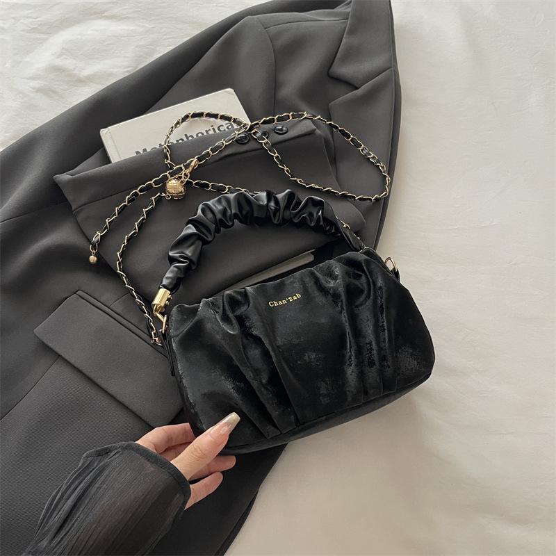 Новая сумка женская 2025 модный тренд сумка-мессенджер универсальная повседневная плечевая сумка-цепочка однотонная портативная плиссированная сумка