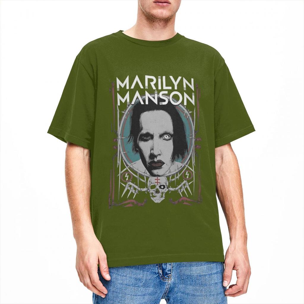 Vintage Marilyn Manson TShirts Men Women Crew Neck Cotton T Shirt Gothic Rock Music Short Sleeve Tees 6XL Clothing