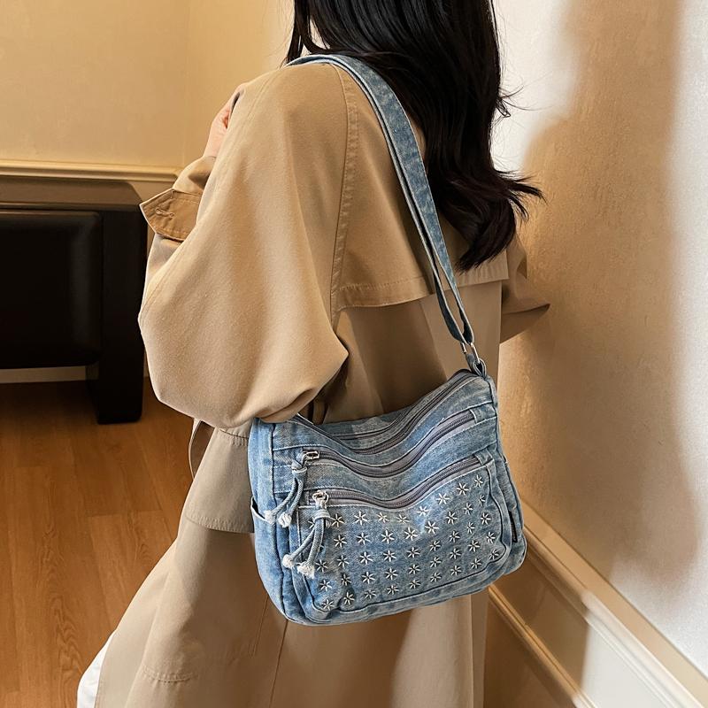 Women's Crossbody Bag Denim Bag Commuter Solid Color Shoulder Crossbody Bag