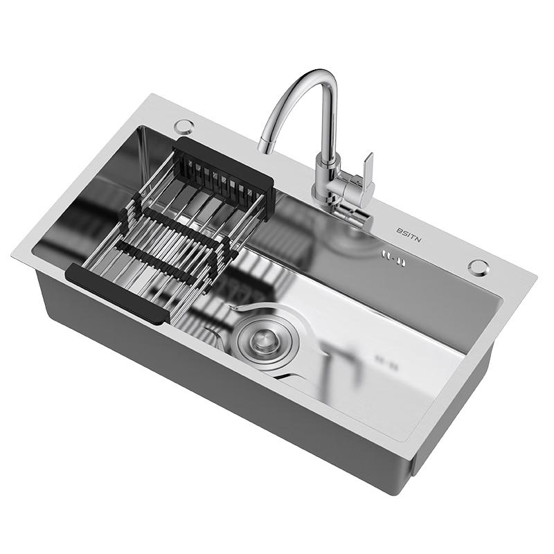 BSITN Stainless Steel Kitchen Single Sink with Faucet