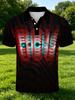 Men's Short-Sleeve Polo Shirt, Available in Multiple Sizes. Features a Button- Collar with an Overlay "FOCUS" Letter Print on a Black Base. A Casual