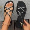 Fashion Women Beach Woven Hollow Sandals Women Flats Casual  Sandals Summer 2025 New Fashion Casual Comfortable Walking Slides