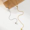 Verstelbare Parel Tassel Ketting Verguld Roestvrij Staal Lange Trui Ketting voor Vrouwen Unisex