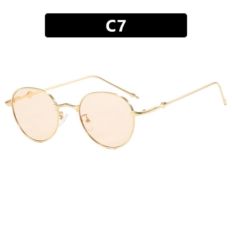 Ochelari de soare rotunzi retro din metal în stil coreean 2024 cu design stea cu patru petale