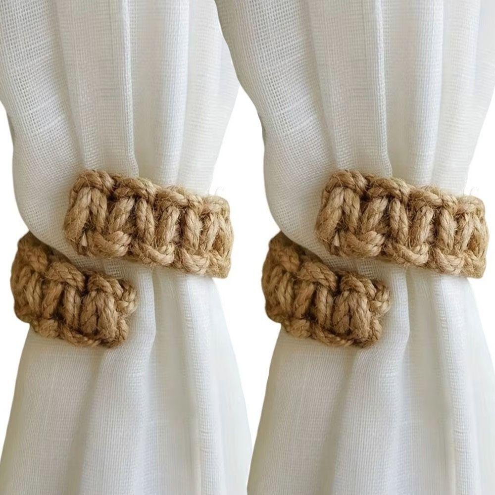 2Pcs Handwoven Curtain Tie Rope Retro Curtain Strap Boho Style Curtain Holdback Living Accessory