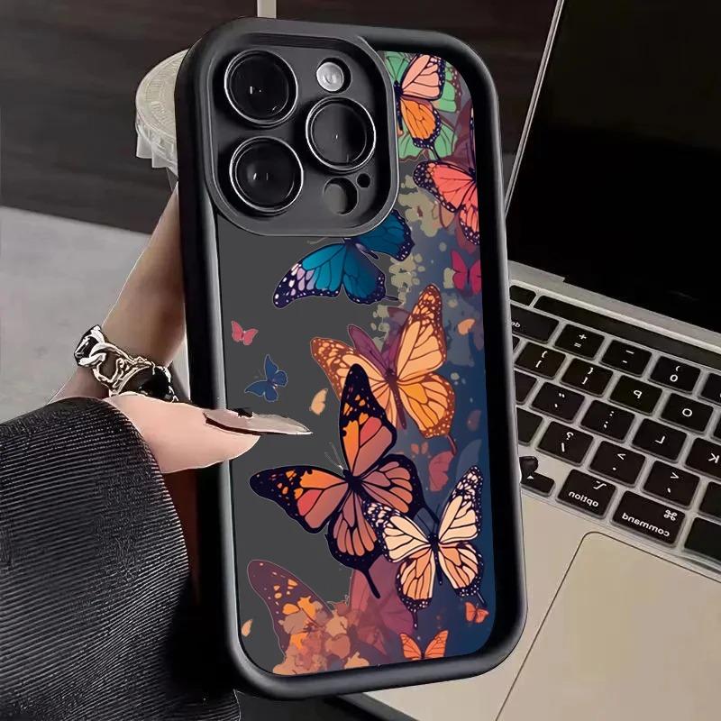 Fashion Butterfly Case For iphone 17 16pro 15pro14 13 12 11 12pro 13pro max 14plus Silicone AntiFall Protective Cover