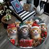 Christmas Kittens Round Area Rug,Carpet Rug for Living Room Bedroom Sofa Playroom Decor,Non-slip Floor Mat