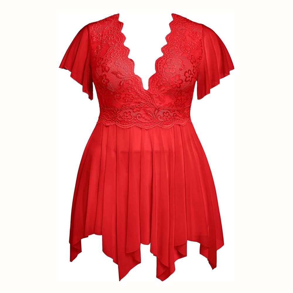 

Вечернее платье и ночная рубашка больших размеров с глубоким V-образным вырезом и цветочным кружевом