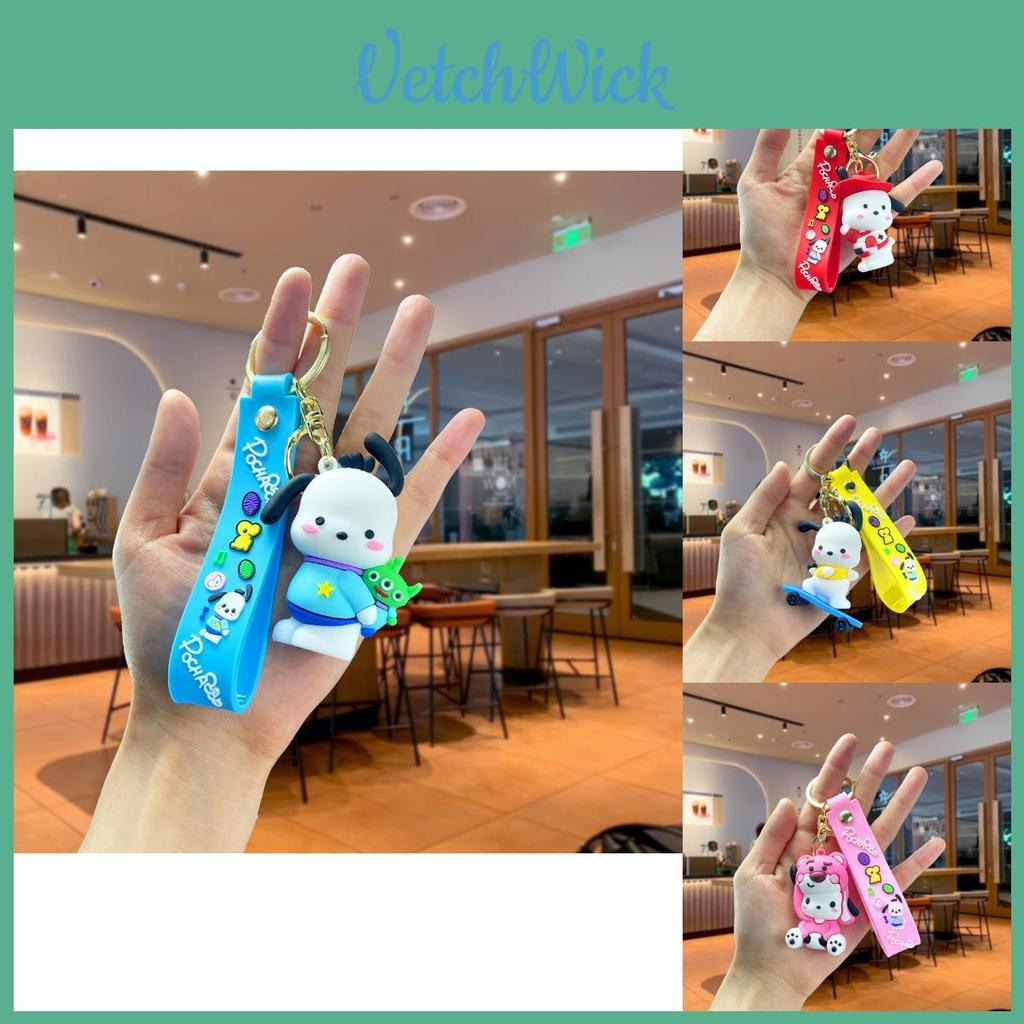 Adorable Porte-clés Pochacco Cartoon Poupée en Peluche Mignon Breloque de Sac Cadeau Matériau en Caoutchouc Coloré
