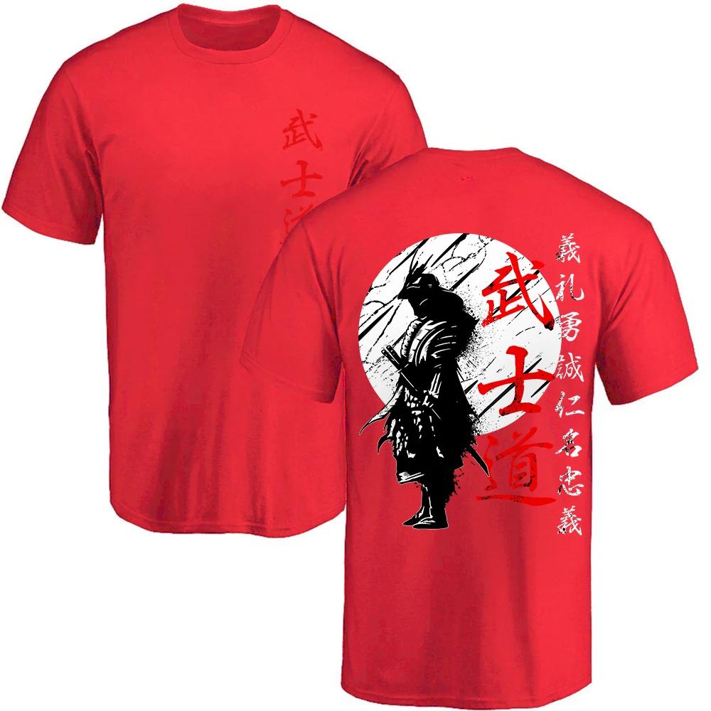 Summer Samurai Spirit Men's T-shirt Japanese style back print loose 100% cotton top T-shirt Samurai Way men's T-shirt