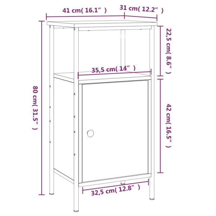 VidaXL Bedside Tables 2 Pcs Smoked Oak 41x31x80 Cm Engineered Wood 825928