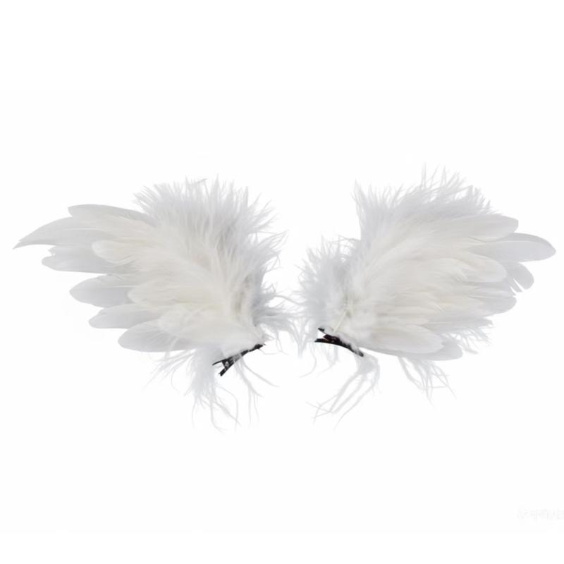 

Gothic Fascinator Wing Clip for Women Flapper Headpiece Accessories for Cosplay Party Delicate Feather Clip білий