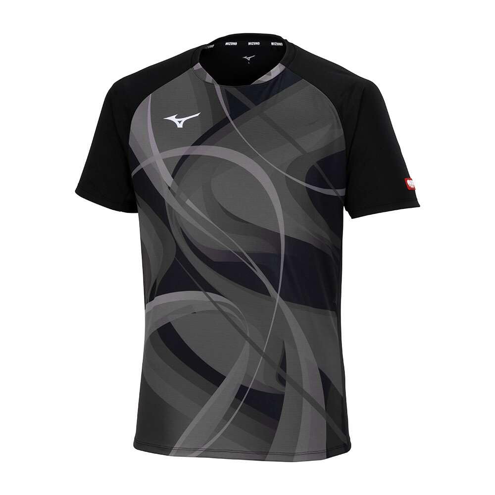 

Mizuno Table Tennis All Japan Design Game Short Black Wear, Shirt, Sleeve, Unisex, 82JAB501, чёрный