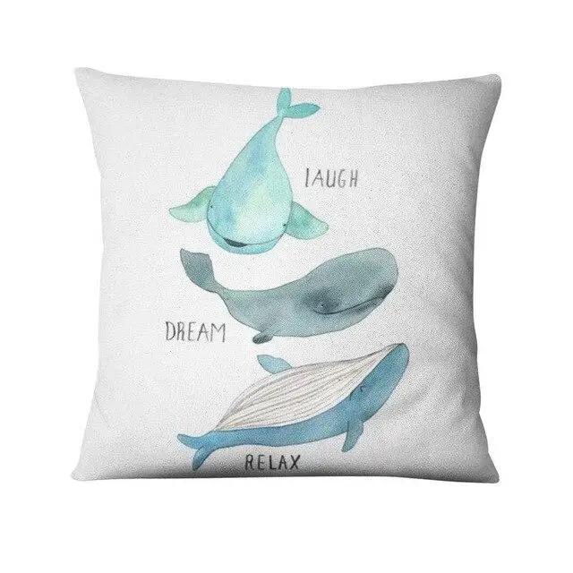 Cartoon Wal Bedruckter Kissenbezug Nordisch Marine Kissen Dekoratives Wohndekor Sofa Überwurf Dekoration