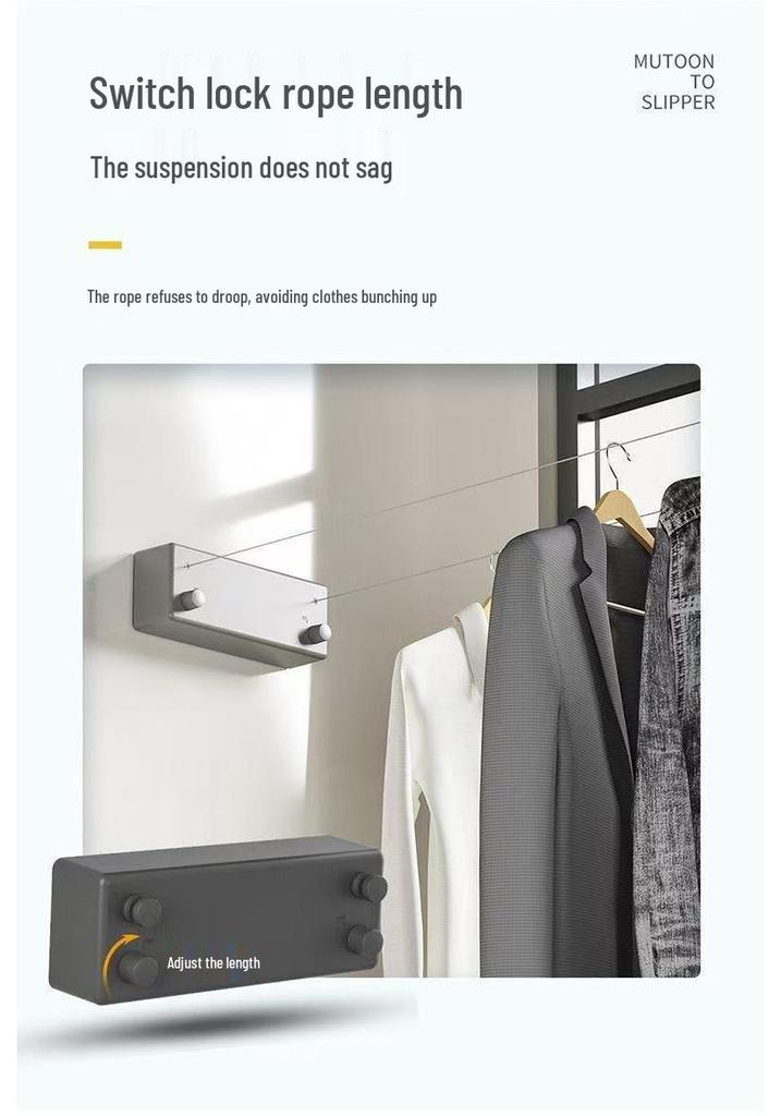 Invisible Retractable Clothesline: Wall-Mounted Stainless Steel Rope Rack for Indoor Drying