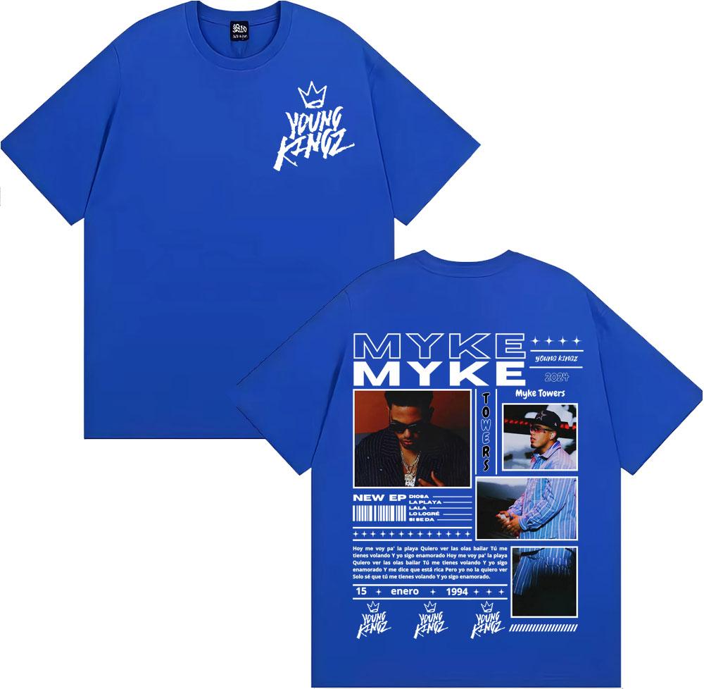 Rapper Myke Towers Graphic Printed T-shirts for Men Harajuku Hip Hop Oversized T Shirt Unisex Summer Cotton Short Sleeve T-shirt