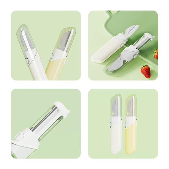 Set de Cuchillo Plegable para Fruta y Pelador Herramienta Múltiple Portátil con Hoja de Acero Inoxidable Rallador Abrebotellas Gadget Esencial Compacto para Frutas Verduras y