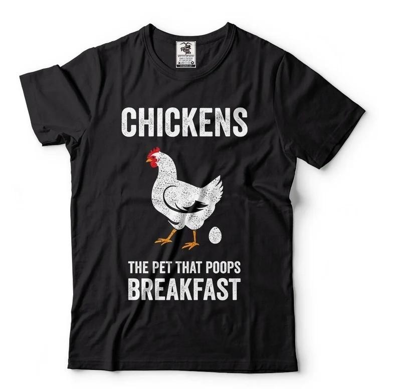 Chickens Poop Breakfast Funny T shirts S разноцветный
